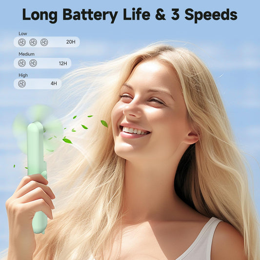 HZSK Handheld Mini Fan, Portable foldable fan with power bank, USB rechargeable small pocket fan, Personal fan with 3 speeds for women outdoor travel.