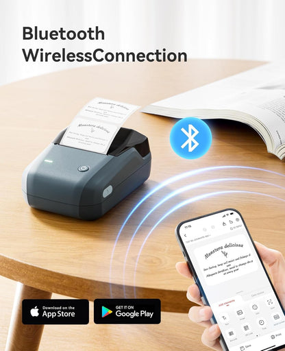 NIIMBOT B1 Bluetooth Label Printer with 3 labels, wide water-resistant labels, versatile app with 30 fonts and over 1500 icons, labeling device for retail, office, organization.
