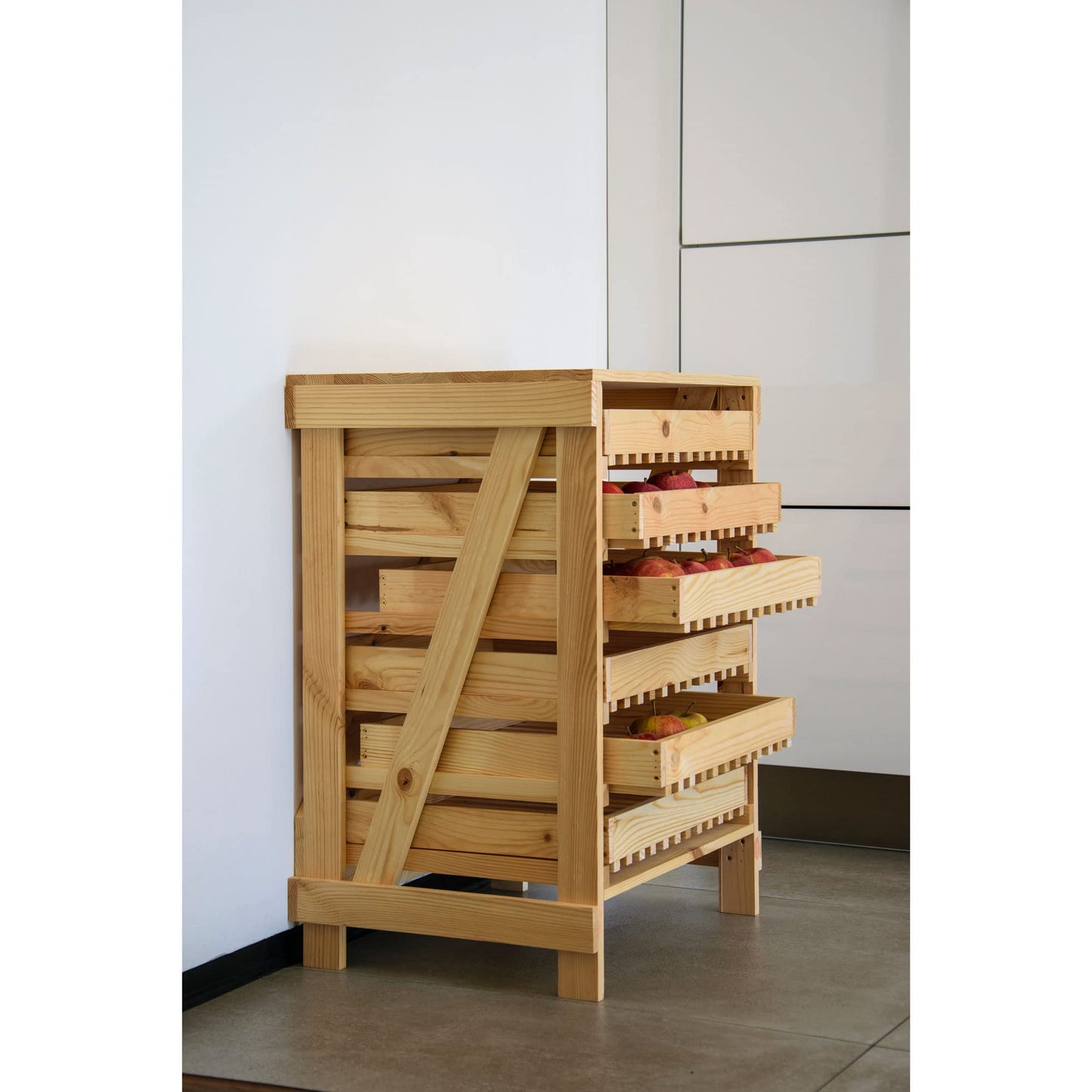 dobar® Green Label 29024FSCe apple crate with 6 drawers | Solid wood fruit crate | Food storage rack | Apple box | Fruit box | 51 x 40.5 x 70.5 cm | Solid pine natural