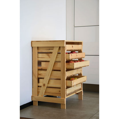 dobar® Green Label 29024FSCe apple crate with 6 drawers | Solid wood fruit crate | Food storage rack | Apple box | Fruit box | 51 x 40.5 x 70.5 cm | Solid pine natural