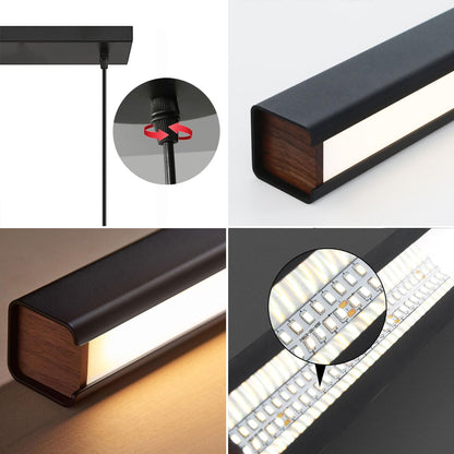 SENFAY 120cm LED pendant light dining table dimmable, pendant light black with remote control, 48W modern linear design pendant light, dining table lamp hanging adjustable height for dining room kitchen office
