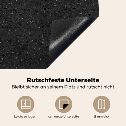 KitchenYeah© Stove Cover One-Piece Kitchen Stove Cover Induction Cooktop Glass Ceramic Stove Covers Vinyl Mat Rollable Granite - Black - Gray - Dark - 81x52 cm