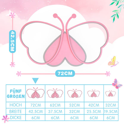 LUOLONG LED Children's Ceiling Lamp Butterfly Ceiling Lamp Dimmable Acrylic Ceiling Light Kids Room Creative Ceiling Lamp Girls' Room Bedroom Cartoon Ceiling Light - Pink 52 cm