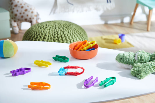 Learning Resources Crocodile Gripping Tweezers, Ages 2-6, fine motor learning toy, promotes pincer grip & hand-eye coordination, set of 12 in storage box
