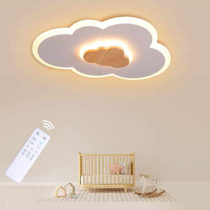 FANLG LED ceiling light Clouds, 26W 50CM Kids light ceiling light dimmable with remote control 3000-6000K, creative cloud light wooden ceiling light for children's room | Bedroom | Living room