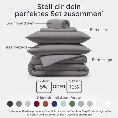 Bambaw Bamboo Pillowcase 50x75 cm, 2-pack, hypoallergenic bedding for allergy sufferers, anti-dust mite bedding, soft pillowcase antibacterial and gentle on hair, bamboo pillowcase (Dark Grey)