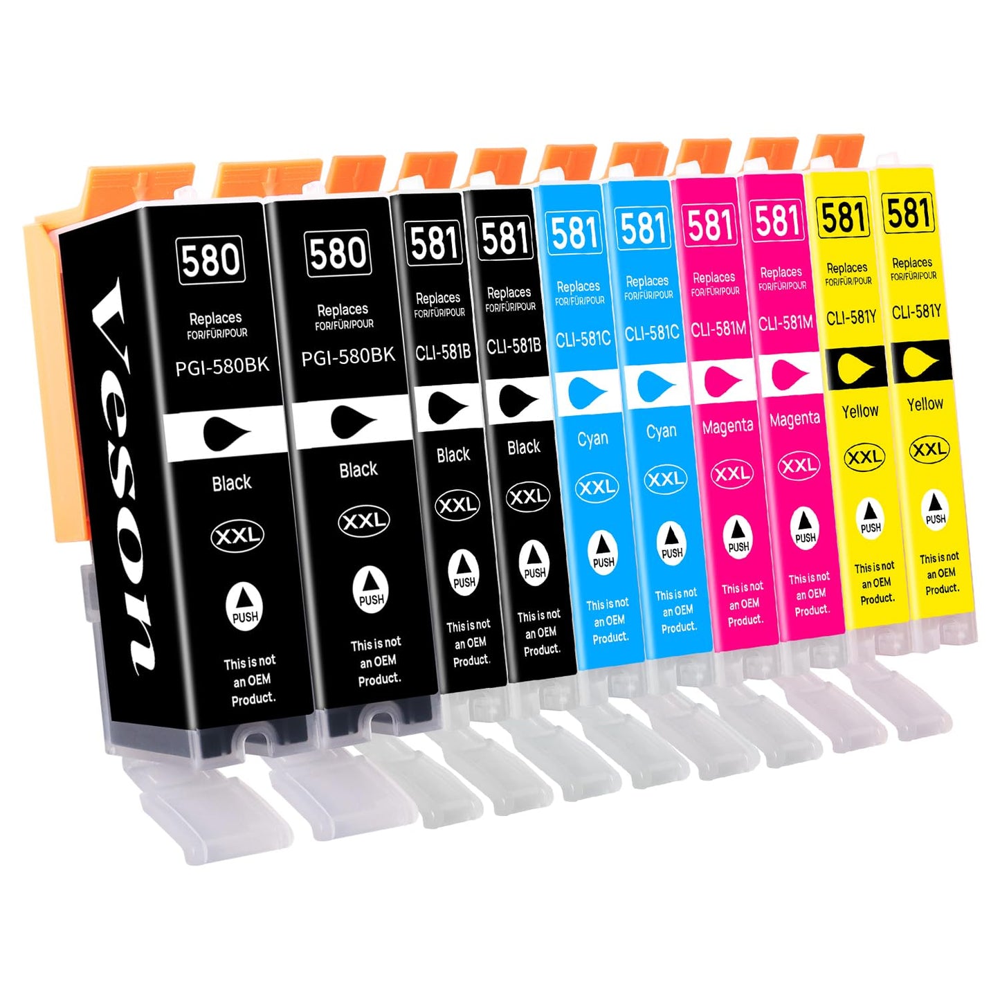 PGI-580 CLI-581XXL Compatible Printer Cartridges for Canon 580 581 XXL Multipack Cartridges for Canon Pixma TR8550 TR7550 TR8500 TS6150 TS6350 TS6250 TS6300 TS8251 TS8150 TS6151 TS9550 TS9551, Pack of 10