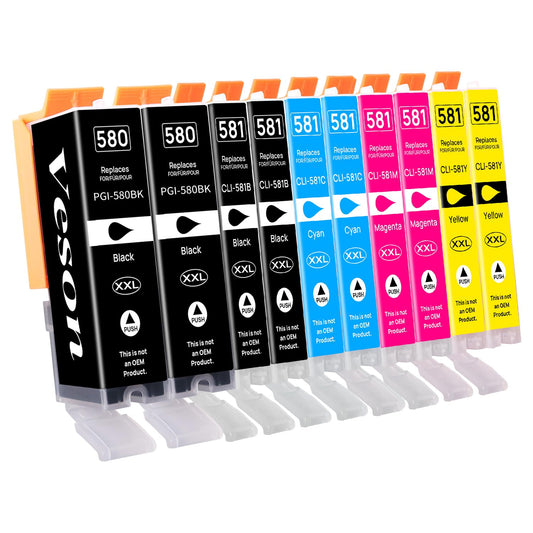 PGI-580 CLI-581XXL Compatible Printer Cartridges for Canon 580 581 XXL Multipack Cartridges for Canon Pixma TR8550 TR7550 TR8500 TS6150 TS6350 TS6250 TS6300 TS8251 TS8150 TS6151 TS9550 TS9551, Pack of 10