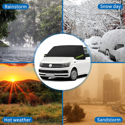 Opaltool Car Windshield Cover for VW T6, 600D Front Windshield Cover Front Windshield Wrap Cover Waterproof Weatherproof Anti-Frost Windshield Cover Windshield Cover