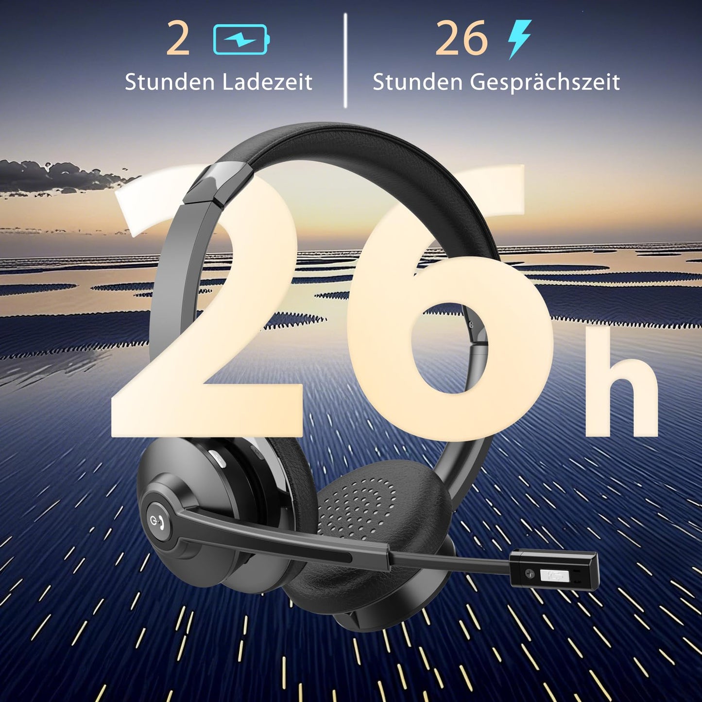 Ebay Bluetooth headset with microphone, wireless headset with charging station & USB dongle, wireless with microphone noise cancellation & mute for computer/meeting/zoom/office/home office
