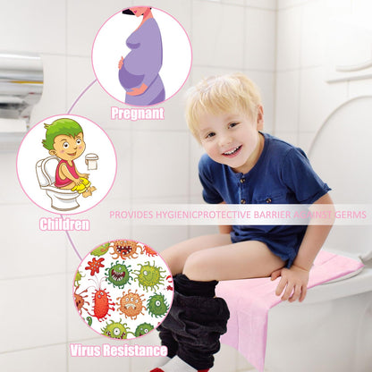 60 pieces Disposable Toilet Seat Covers, Disposable Toilet Seat Cover, Toilet Seat Cover for Kids and Adults Universal Potty Training Toilet Training, Individually Packaged (Pink)