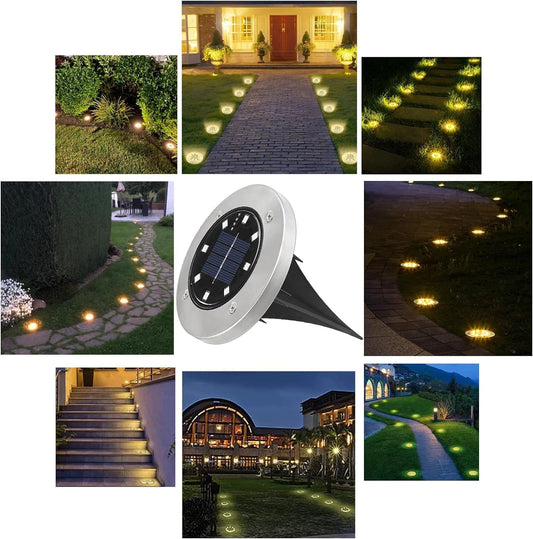 Joomer 12 Pack Solar Ground Lights Outdoor, Solar Lights for Garden Outdoor with 8 LEDs, 3000K Warm White Waterproof Led Solar Garden Lights, Solar Lights for Outdoor Lawn Driveway Pathway Patio