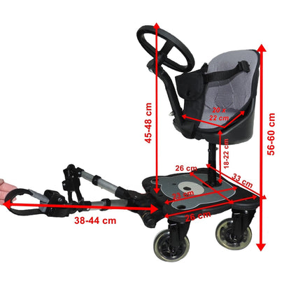 EICHHORN stroller sibling board Cozy B Rider + seat with steering wheel