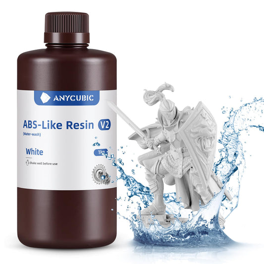 Water Washable ABS-Like Resin V2, ANYCUBIC 3D Printer Resin Odorless, High Hardness and Durability, High Precision 405nm UV-Curing Resin for 4/6/8K LCD/DLP 3D Printers, White 1000g