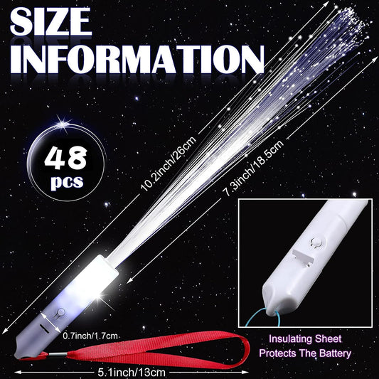 DAZZTIME LED Glowstick Set, 48 pieces LED Glowstick Bracelets for Wedding, Glowstick for Wedding, Glowstick for Kids, Wedding Fiber Optic Lamp for Wedding Parties Concerts