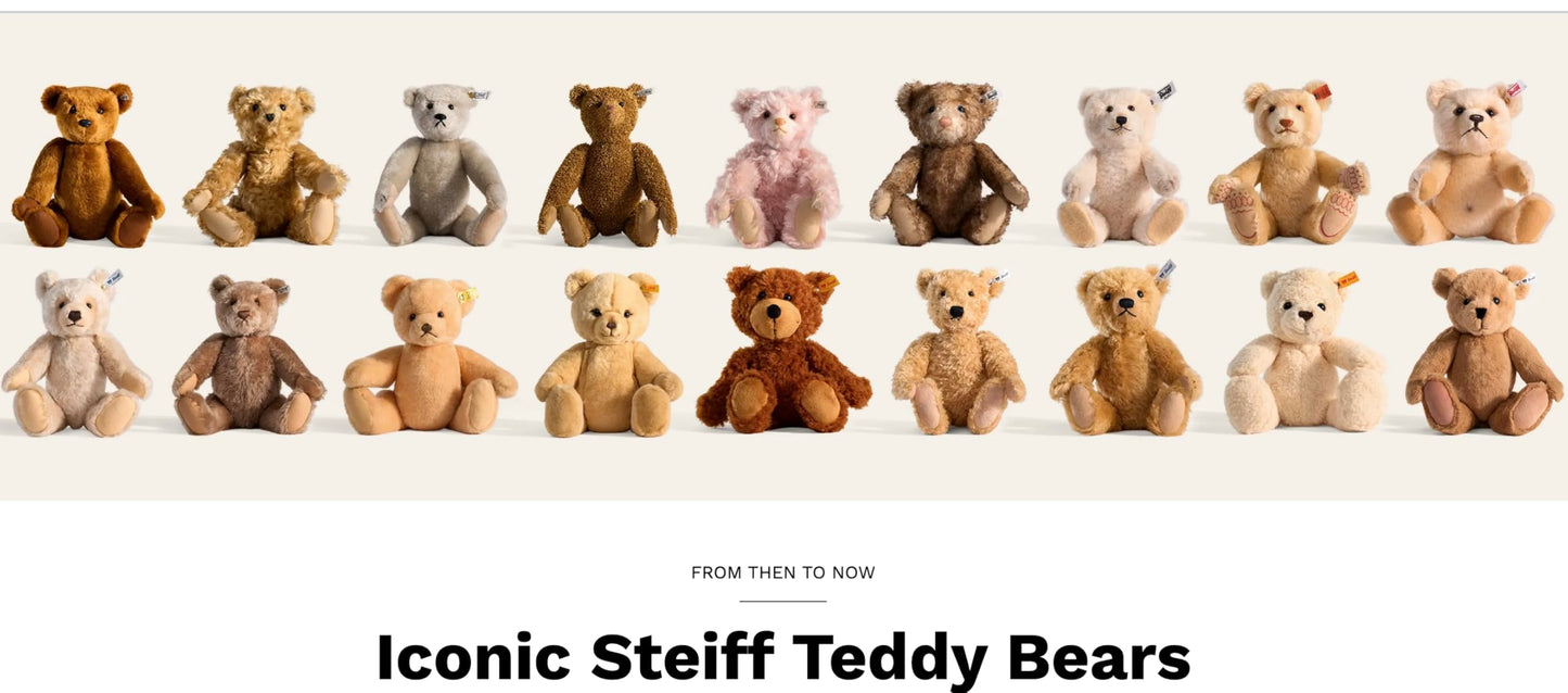 Steiff cuddly toy Jimmy teddy bear, Cute stuffed animal with plastic eyes, Children, boys & girls, Friends, Plush toy 30 cm, Light brown, 113505