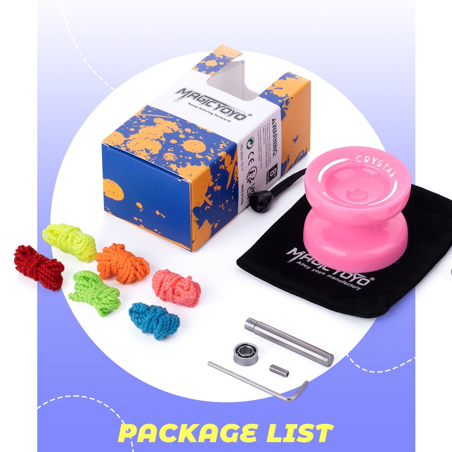 YOSTAR Yoyo K2 Crystal, dual-purpose JoJo for kids and adults, responsive and unresponsive YoYo, trick Jo-jo for finger spins, plastic Jo Jo toy with 12 strings, bearing kit