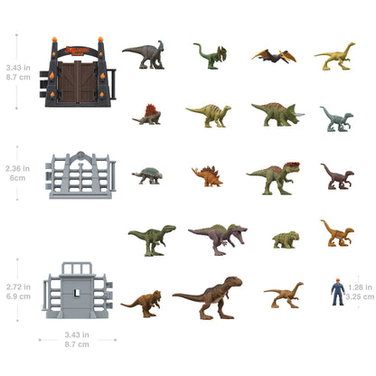 Mattel Jurassic World Advent Calendar for kids with surprises for 24 days, includes various dinosaur figures and battle arena, toy for ages 3+, HHW24