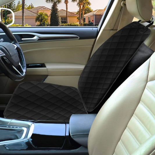 Alfheim non-slip front car seat cover for dogs, rubber backing scratch-resistant pet car protection with anchor, fits most trucks, vans, and SUVs, black