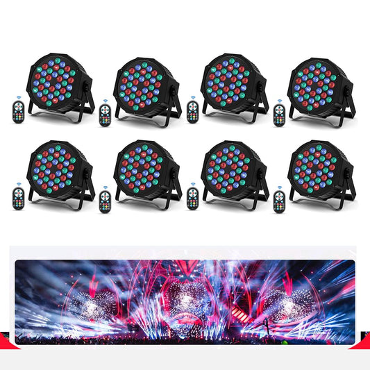 8 pieces LED par light 36 RGB disco light with remote control DMX512 stage lights Auto/Sound/Master-slave DJ light for party bar band concert Halloween Christmas wedding