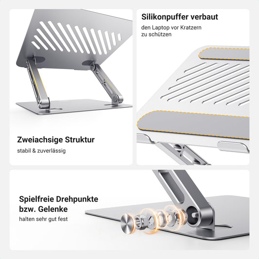 UGREEN Laptop Stand Adjustable Folding Laptop Stand Ergonomic Ventilated Notebook Stand Compatible with MacBook Air, Pro, Dell All Laptops 10-17.3"