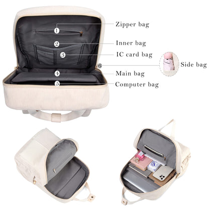 Makukke backpack for women and men, cord daypack with anti-theft pocket, casual school bag for everyday use.