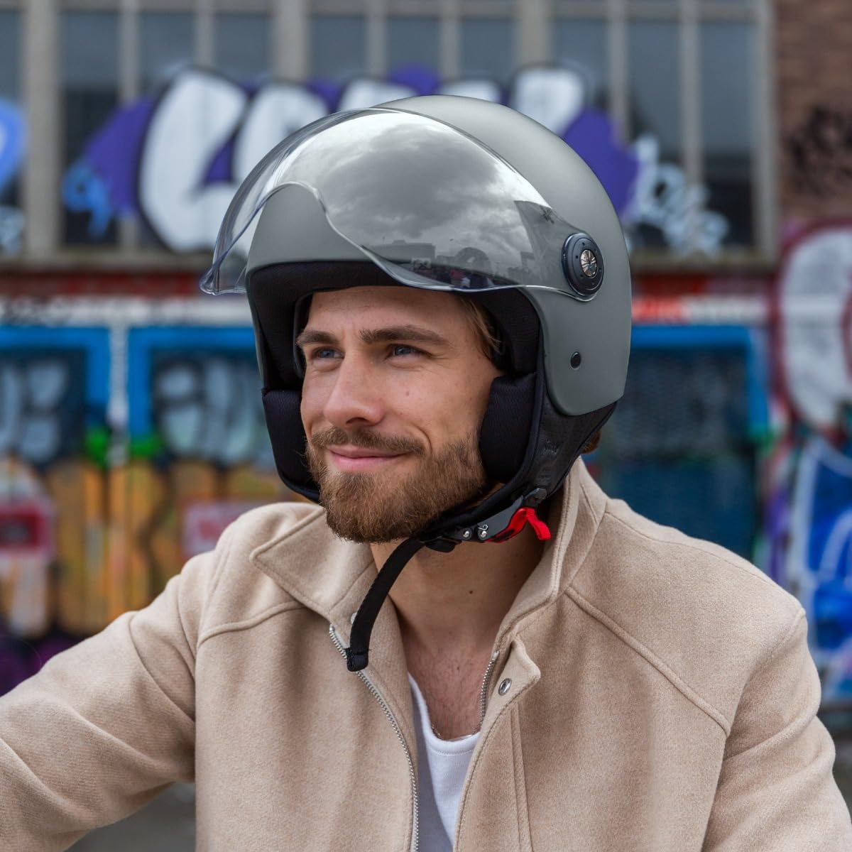 VINZ Duoro Scooter Helmet Jet Helmet Moped Helmet Men and Women | in sizes XS-XXL | Jet helmet with visor | ECE 22.06 Certified | Motorcycle helmet | Available in Nardo Grey.