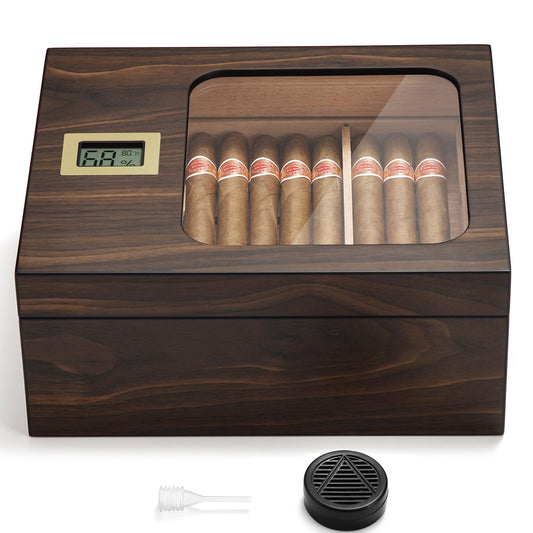 LEACHOI Handcrafted Cigar Humidor, Cigar Humidor Cabinet, Humidor Cigar Moisturizer and Cedar Core, Dividers & Digital Hygrometer, Men's Gifts Cigar Accessories