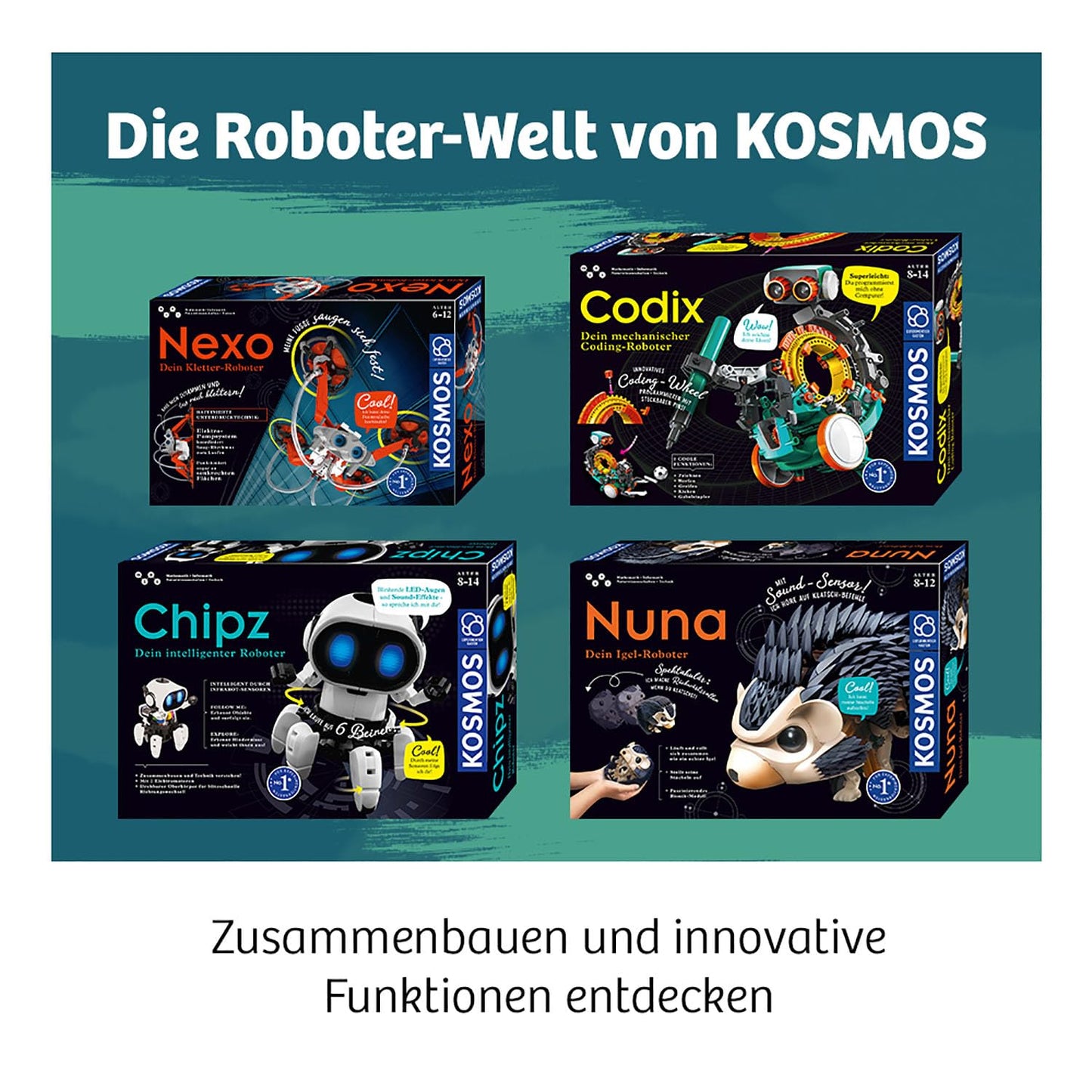 Cosmos 620646 Codix - Your Mechanical Coding Robot, Fun Way to Learn Programming, Robot Toy, Experiment Kit for Children Ages 8-12.