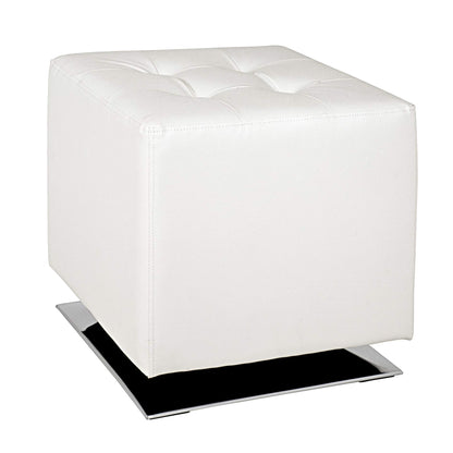 HAKU Furniture Stool Chrome, white, faux leather, metal - Dimensions: W 40 cm x H 42 cm x D 40 cm, Style: Modern