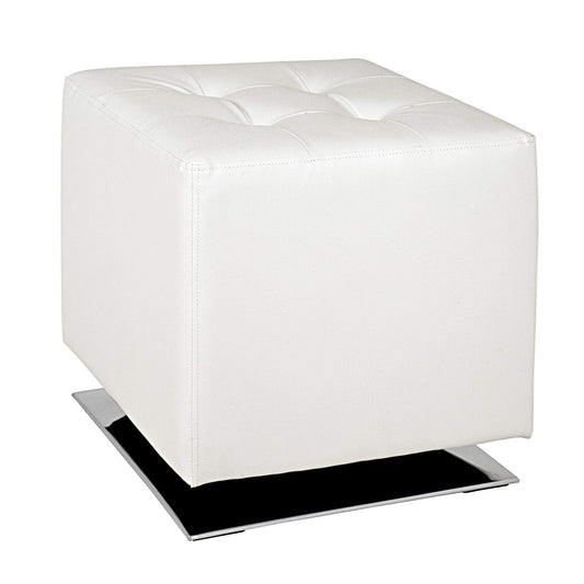 HAKU Furniture Stool Chrome, white, faux leather, metal - Dimensions: W 40 cm x H 42 cm x D 40 cm, Style: Modern
