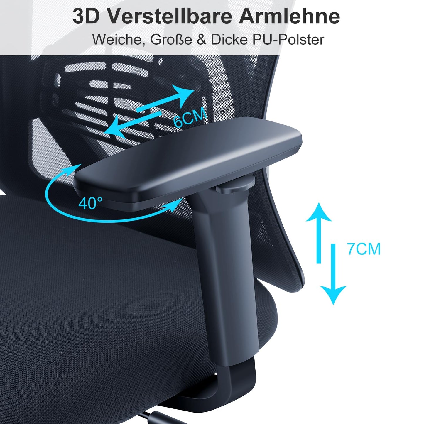 Ticova Office Chair, Ergonomic Desk Chair, High Back Ergonomic Chair with Adjustable Lumbar Support, Headrest & 3D Armrest - 130° Swivel Computer Chair.