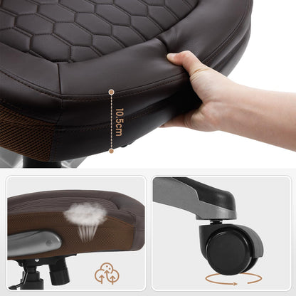 WOLTU office chair 200kg, ergonomic desk chair, executive chair with headrest armrests, height adjustable office chair for office conference room, faux leather, brown