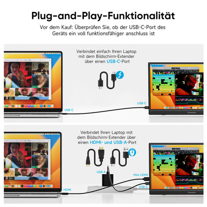 Dopesplay 2025 Latest Portable Monitor 15.6-inch, FHD 1080P IPS Ultra-slim, Mobile Monitor with Kickstand, USB Monitor for Laptop, PC, Mac, PS4/5, Xbox, and Switch.