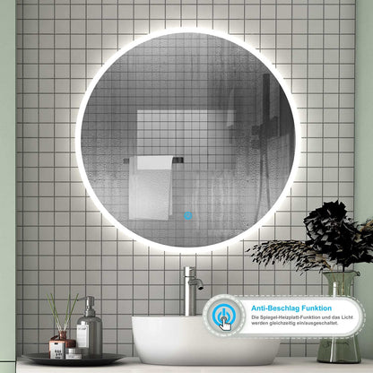 LED bathroom mirror round 60 cm touch demisting wall mirror with lighting light mirror Alpha series