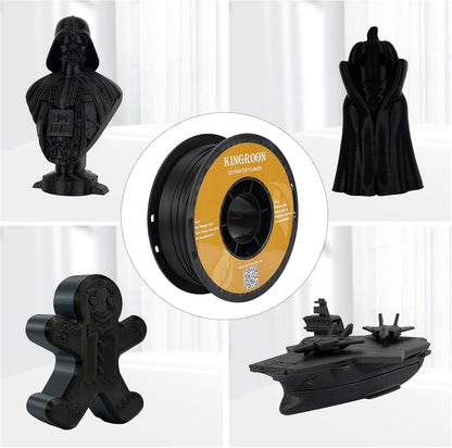 kingroon 3D Printer Filament PLA 3D printer filament, made of polylactic acid, available in black and white.