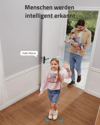 eufy Security Indoor Cam C120, 2K plug-in surveillance camera for indoor use, WiFi, person detection, IP camera, voice assistant, motion sensor, night vision, HomeBase not compatible.