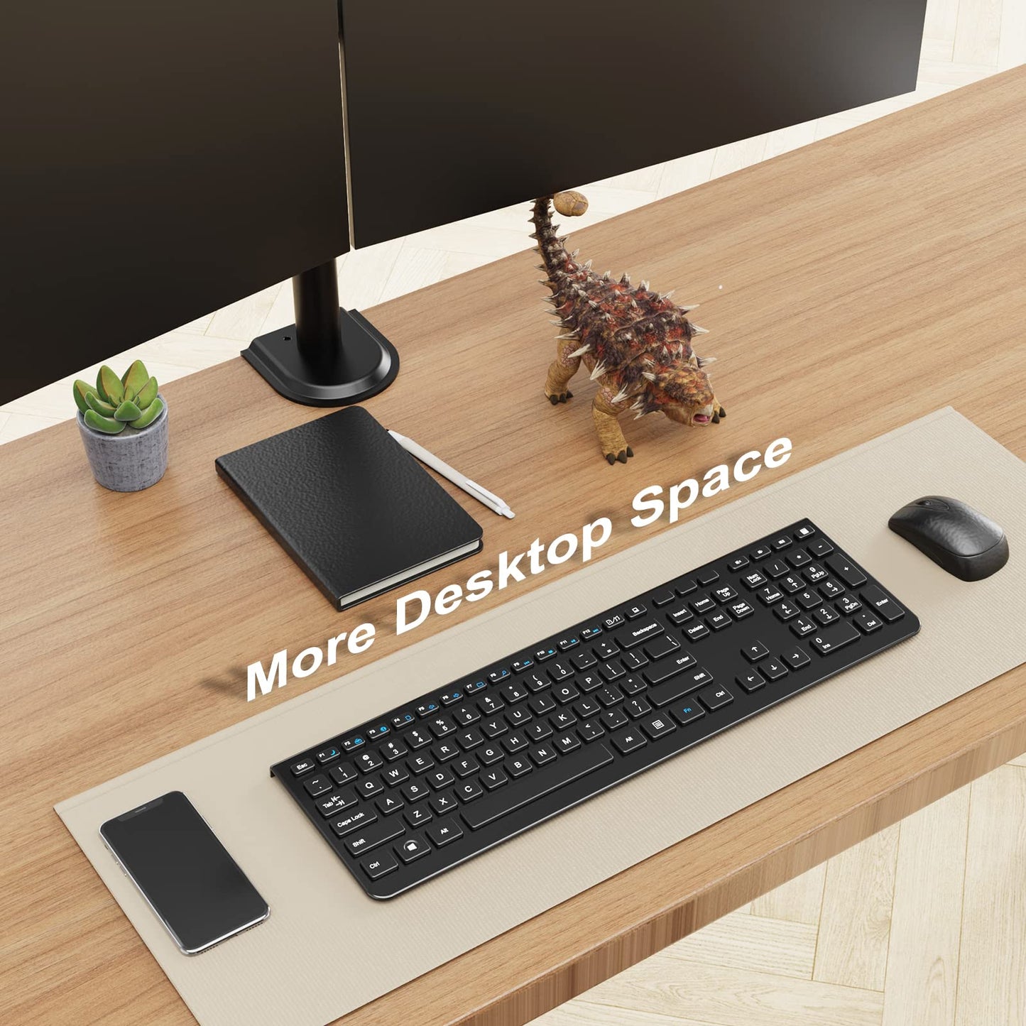 PUTORSEN Triple Monitor Mount for 13-32 inch Flat & Curved Screens, 80cm Pole Desk Mount Swivel Tilt Height Adjustable, 9kg per Arm, VESA 75x75/100x100, Black
