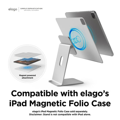 elago Magnetic Tablet Stand - Compatible with iPad Pro 12.9" (6th/5th Gen) and 11" (4th/3rd Gen), Air 10.9" (5th/4th Gen), Mini 8.3" (6th Gen), Nintendo Switch 2 (Silver)