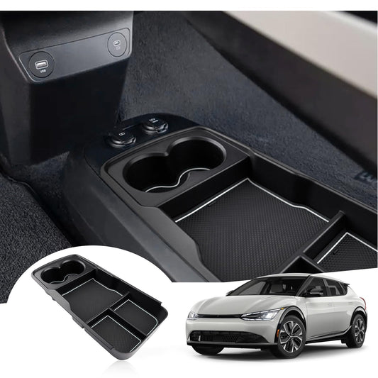 GAFAT Ki-a EV6 2021-2024 2025 Center Console Storage Box, EV6 2023 Organizer Tray Glovebox Below Center Console, Compatible with Kia EV6 Accessories (White)