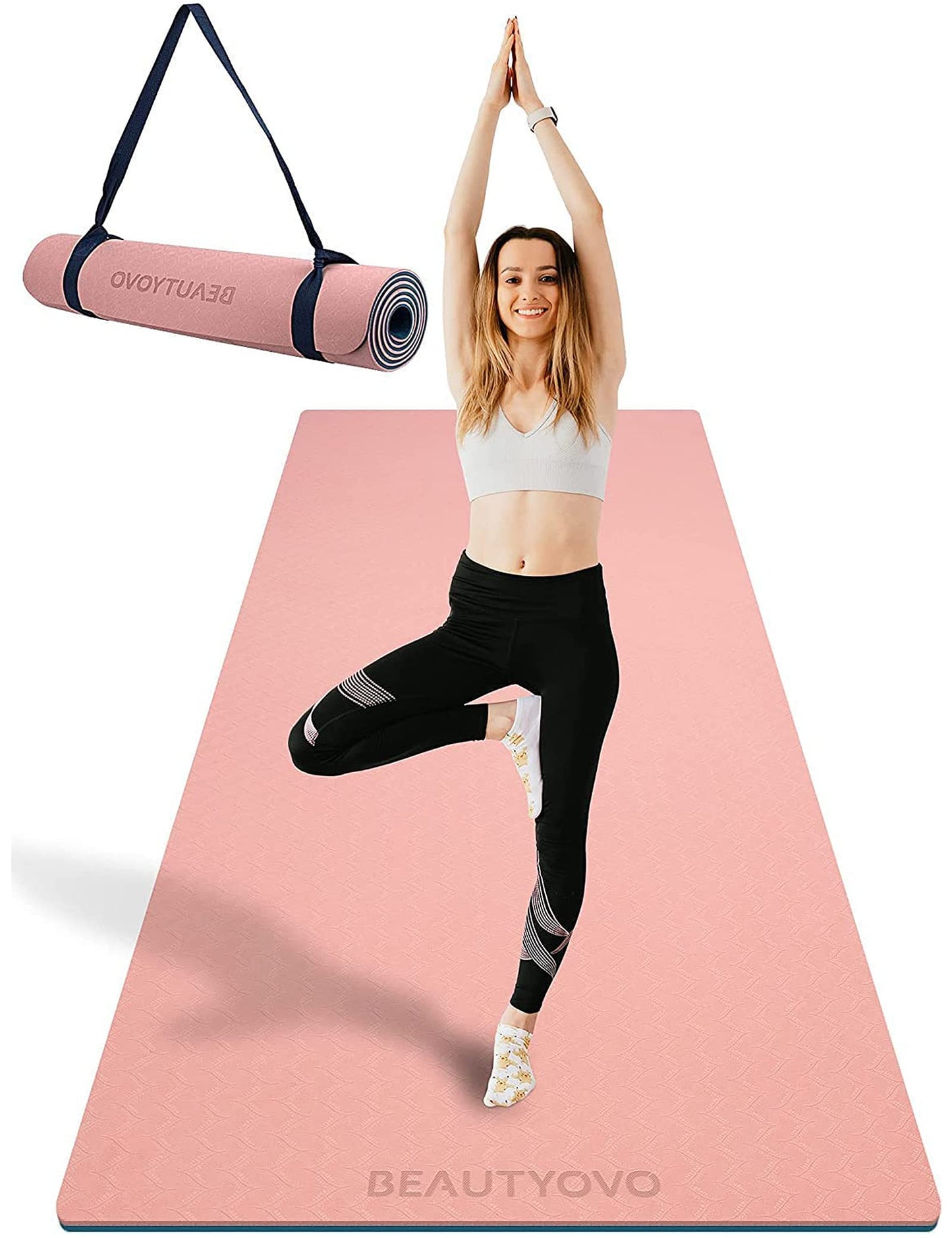 BEAUTYOVO Yoga Mat Wide 81cm, Non-Slip Wide Yoga Mat, 8mm Thick Fitness Mat Non-Slip, TPE Gym Mat for Home and Outdoor, Large Workout Mat for Yoga Pilates.