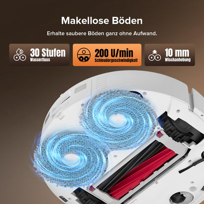 Roborock Qrevo Master robotic vacuum cleaner with mopping function & lift-up mop, FlexiArm design, HyperForce suction power of 10,000 Pa, includes 2 extra mops, robot vacuum cleaner set (White)