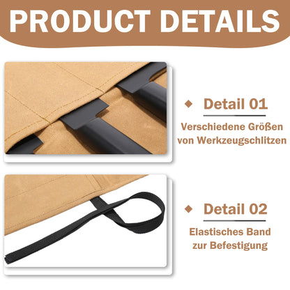Professional chef knife roll, kitchen knife storage bag, waxed canvas, multi-purpose tool roll with 7 slots, khaki color.