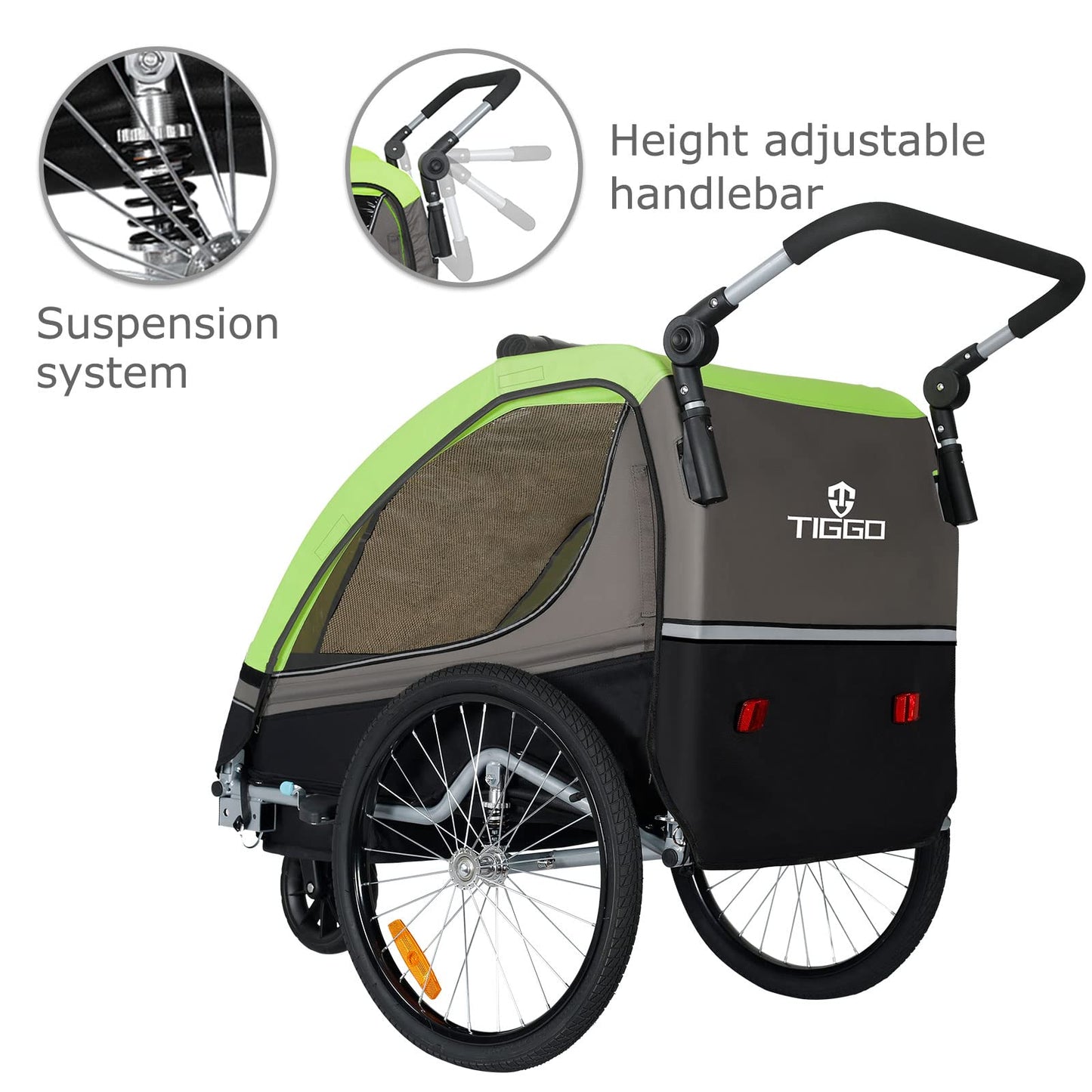 Tiggo S2 child trailer with suspension jogger 2 in 1 child buggy bike trailer trailer 360° rotatable