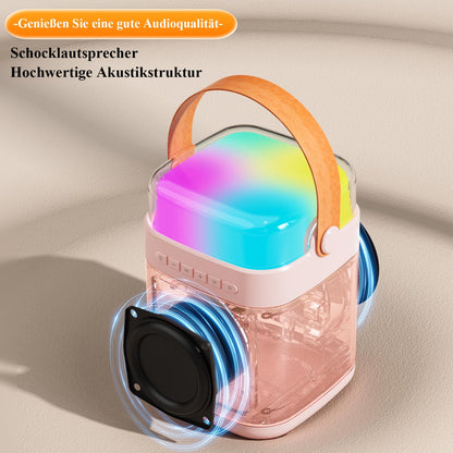 Karaoke machine with 2 wireless microphones, portable Bluetooth karaoke speaker with LED lights for home party, gift for birthday, Christmas, toy for girls and boys.