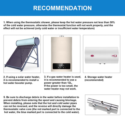 BONADE shower system with thermostat rain shower head made of 304 stainless steel, shower mixer complete set including shower thermostat, adjustable wall bracket 10 inch rain shower, bathtub faucets set