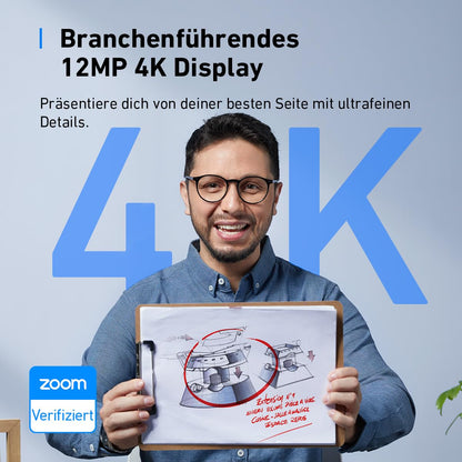 AnchorWork C310 Webcam, 4K Webcam, 12MP, 1080p@60FPS HDR, AI autofocus, AI framing, AI noise-canceling mics, privacy cover & adjustable FOV, for video chat & livestreams.