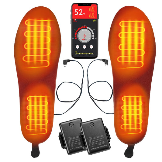 KEMIMOTO Heated Insoles with APP Control, 5V 5000mAh Heated Insoles with Battery, Remote Control, Rechargeable Thermal Insoles Men Women, for Skiing, Hunting, Hiking, Camping, Outdoor