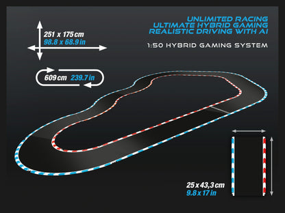 Carrera HYBRID Speedway to Hell I Racing fun of the new generation - Legendary racing cars Porsche 911 GT3 R in 1:50 scale - Hybrid technology with AI support - Control via smartphone app.