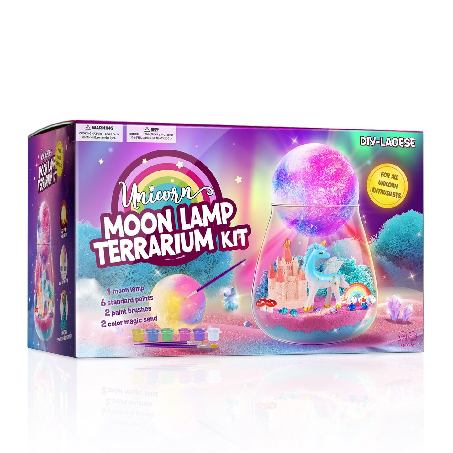 Unicorn gifts for girls, Unicorn terrarium set with moonlamp painting kit, gift for girls 4, 5, 6, 7, 8-12 years old birthday, craft kit for kids ages 6+, Unicorn toy